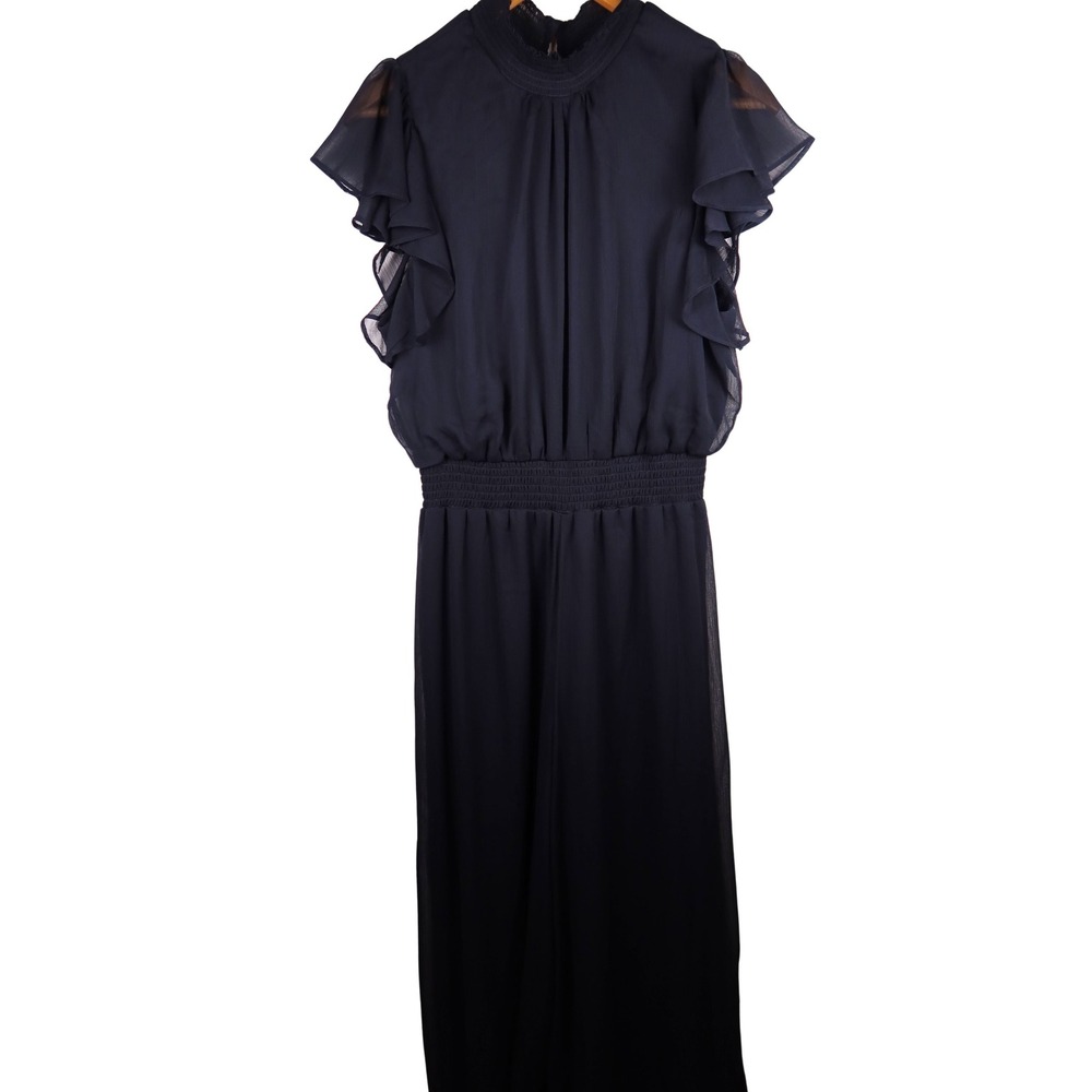 Ivy Street Black Jumpsuit Women XL Ruffle Sleeve Wide Leg Smocked Waist NWT